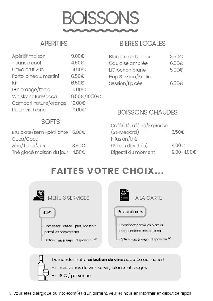 Menu_Restaurant la Tonnelle_Yvoir_image_1