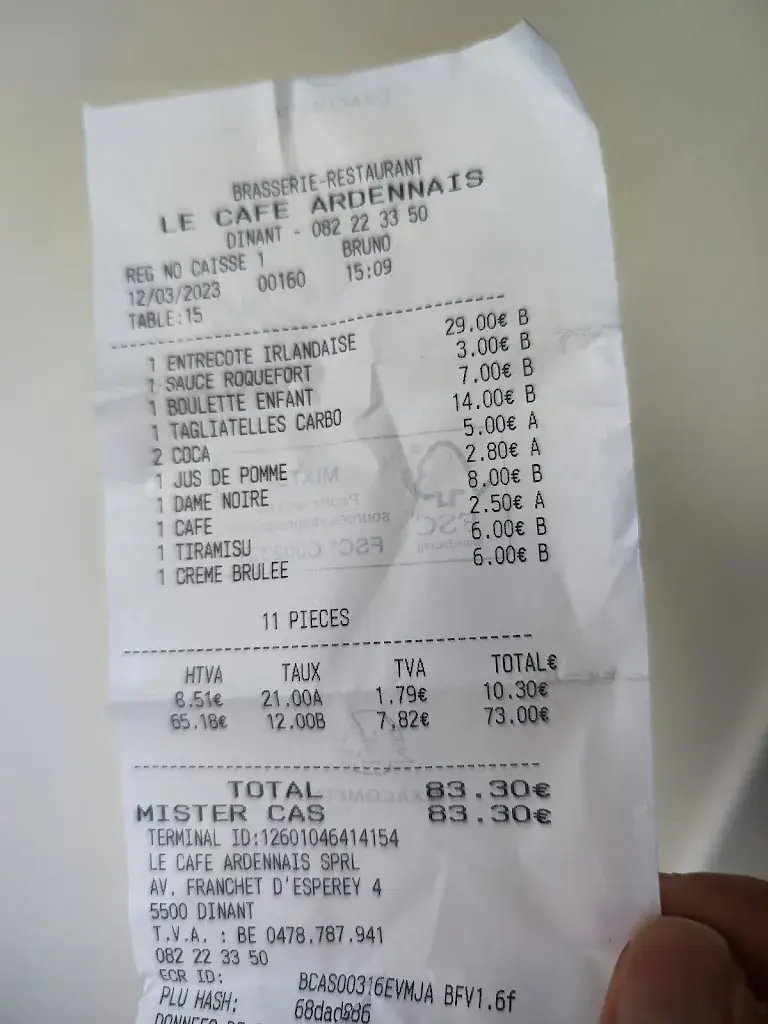 Tamara Pereira_Le Café Ardennais_Dinant_Bewertung