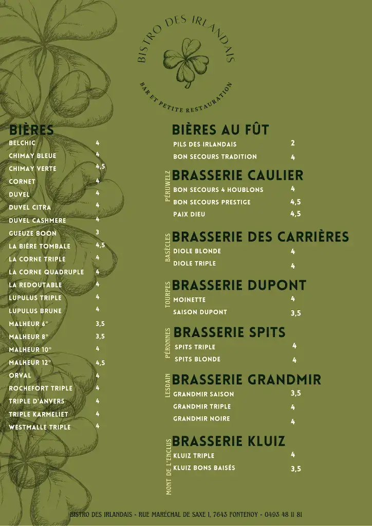 Menü_Bistro des Irlandais_Antoing_Bild_1