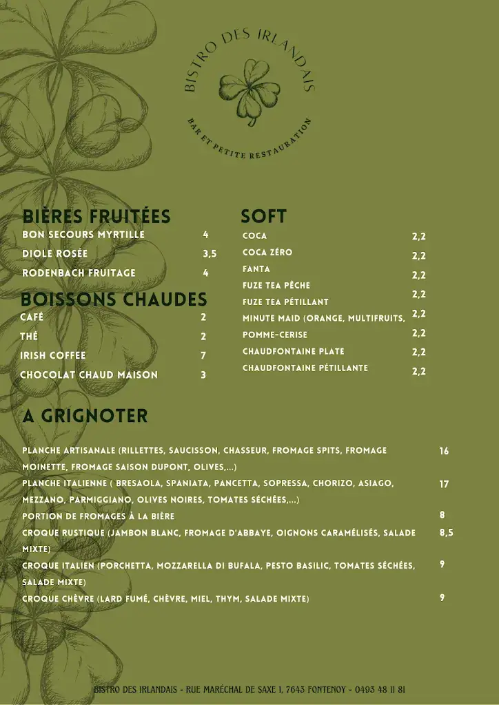 Menü_Bistro des Irlandais_Antoing_Bild_2