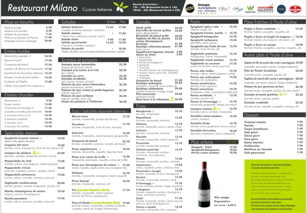 Menü_Restaurant Enzo Milano_Arlon_Bild_2