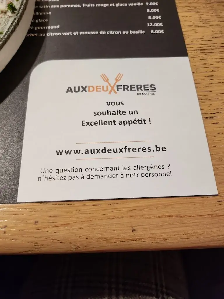 Menu_Aux deux Frères_Aubel_image_1