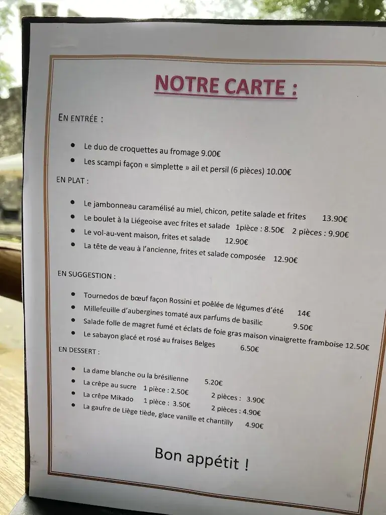 Menu_Le Moulin du Broukay_Bassenge_image_1