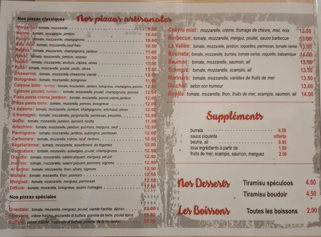 Menu_Pizzeria La Vallée_Bassenge_image_2