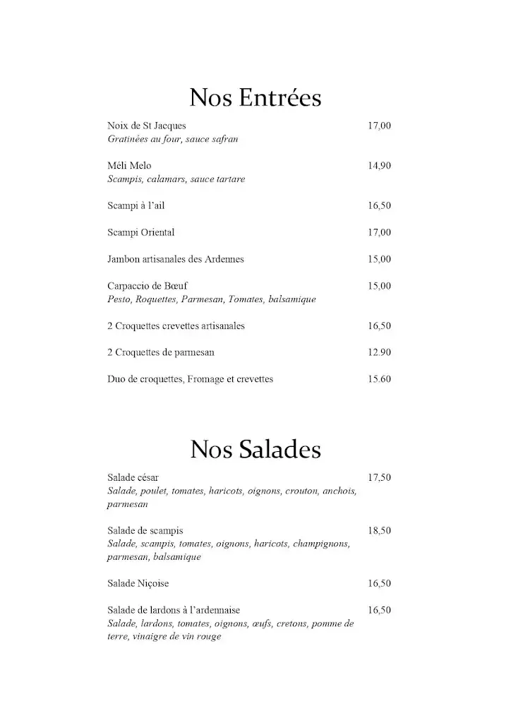 Menü_Le Vintage_Bastogne_Bild_1