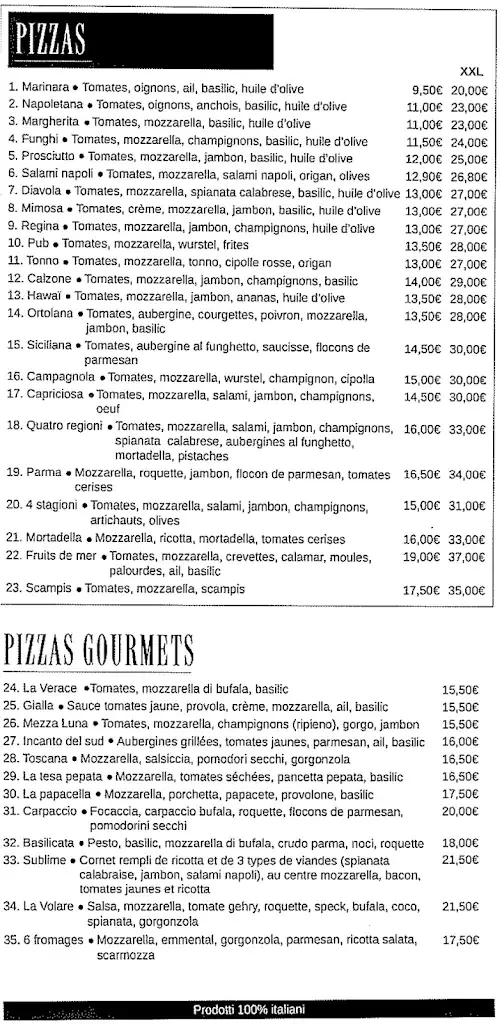 Menu_La Pizzeria Volare_Beauvechain_image_2