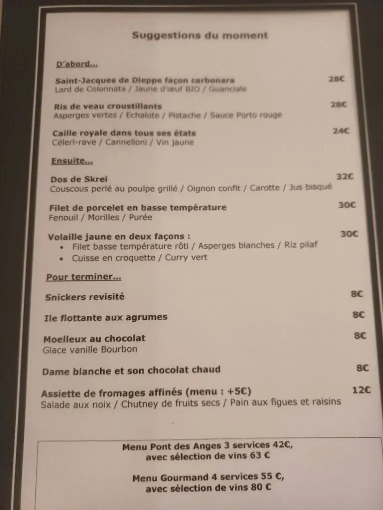 Menu_Restaurant Le Pont des Anges_Beauraing_image_1
