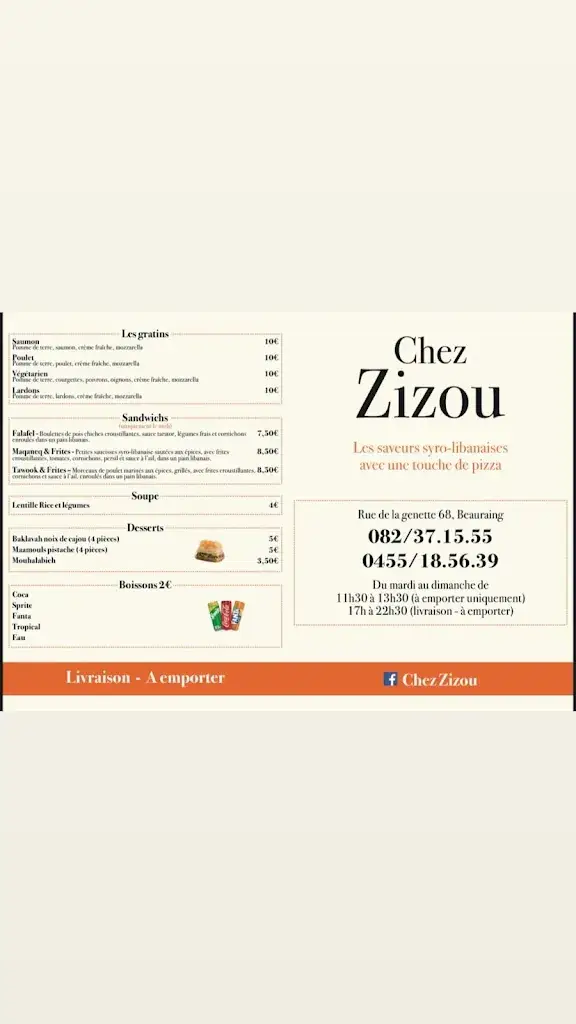 Menu_Chez Zizou_Beauraing_image_2