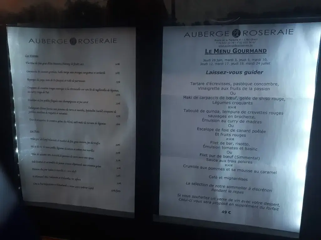 Menu_Auberge de la Roseraie_Lasne_image_4