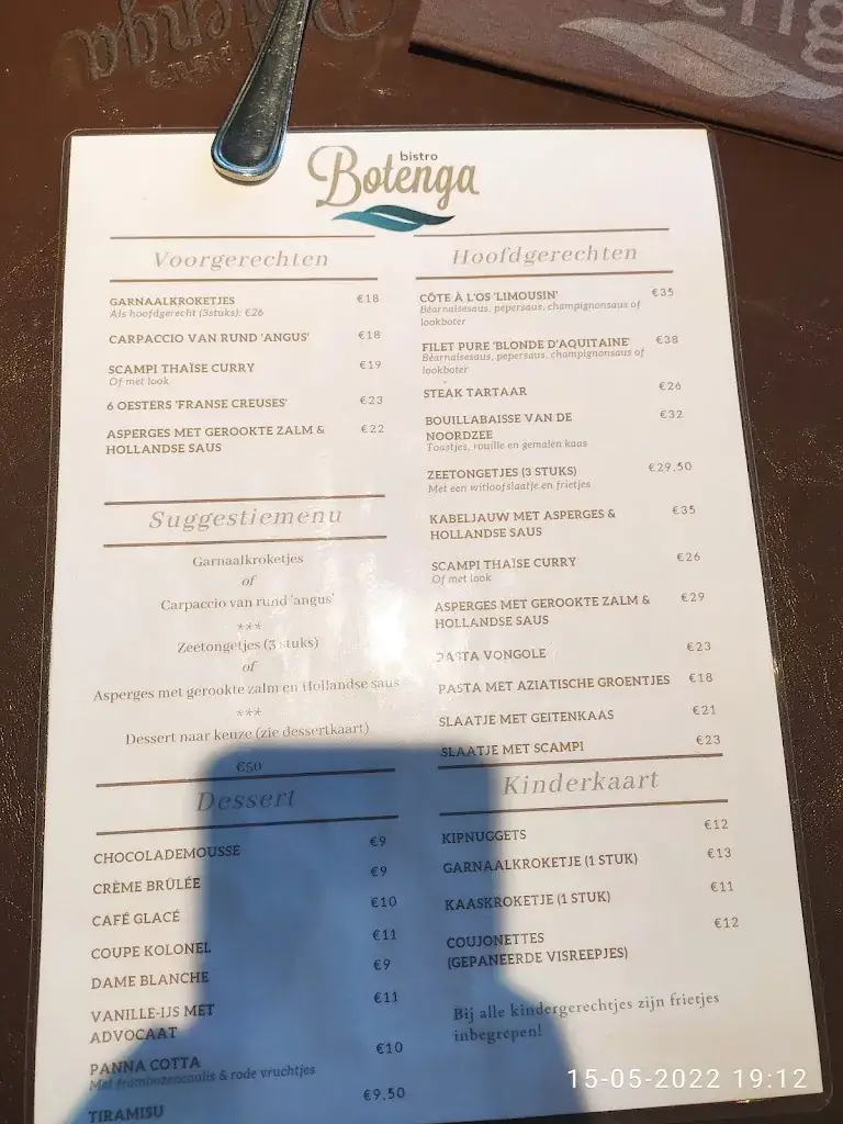 Menu_La Botega del Porto_Blankenberge_imagen_1