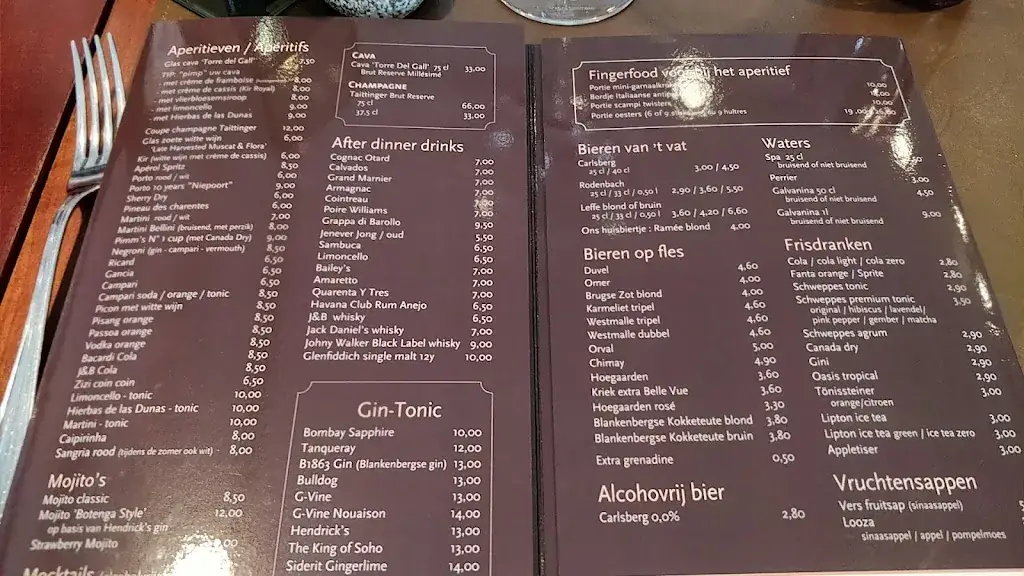 Menu_La Botega del Porto_Blankenberge_imagen_3