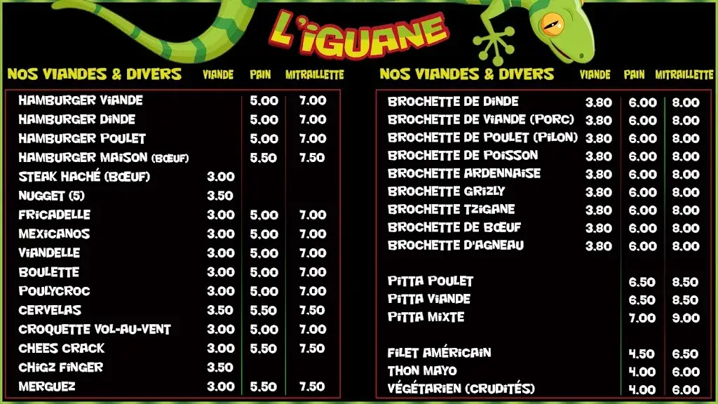 Menü_L'Iguane_Bernissart_Bild_2