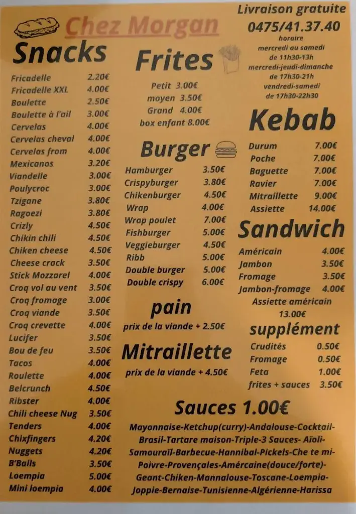 Menu_Chez Morgan_Bernissart_imagen_1