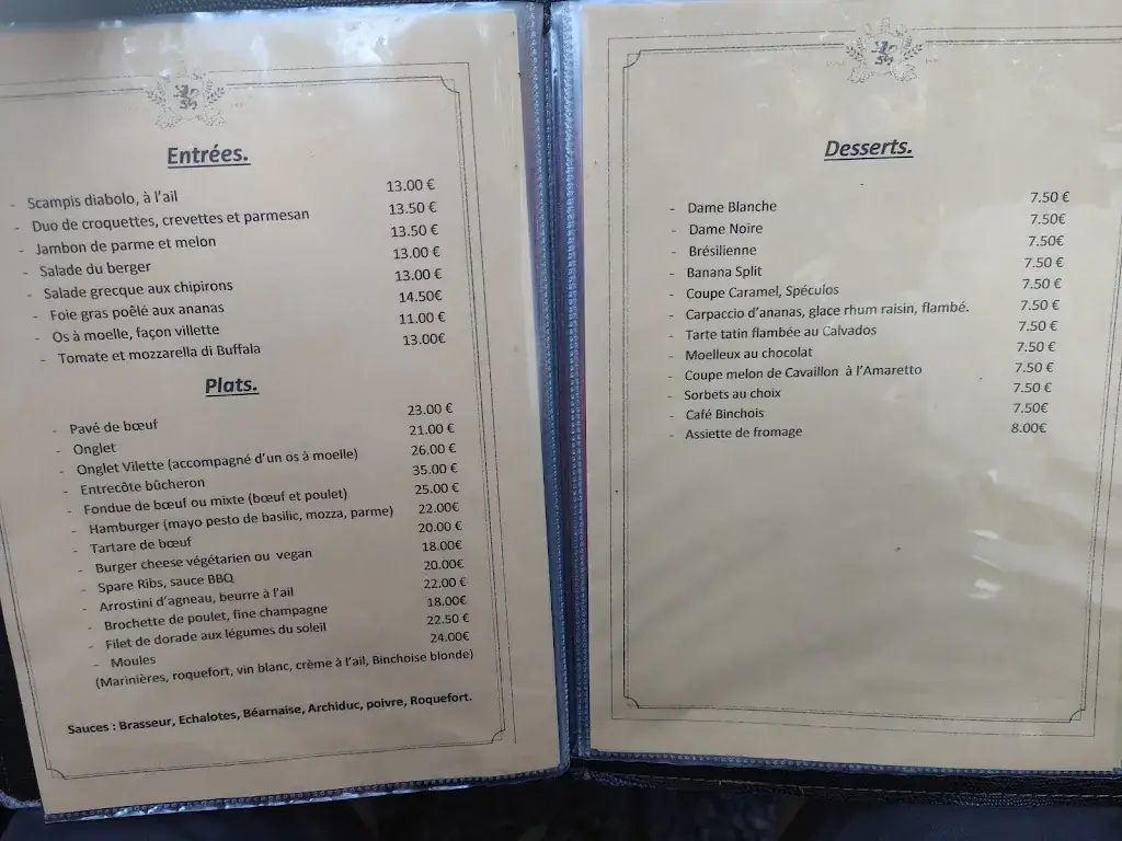 Menu_Brasserie Restaurant La Binchoise_Binche_image_4