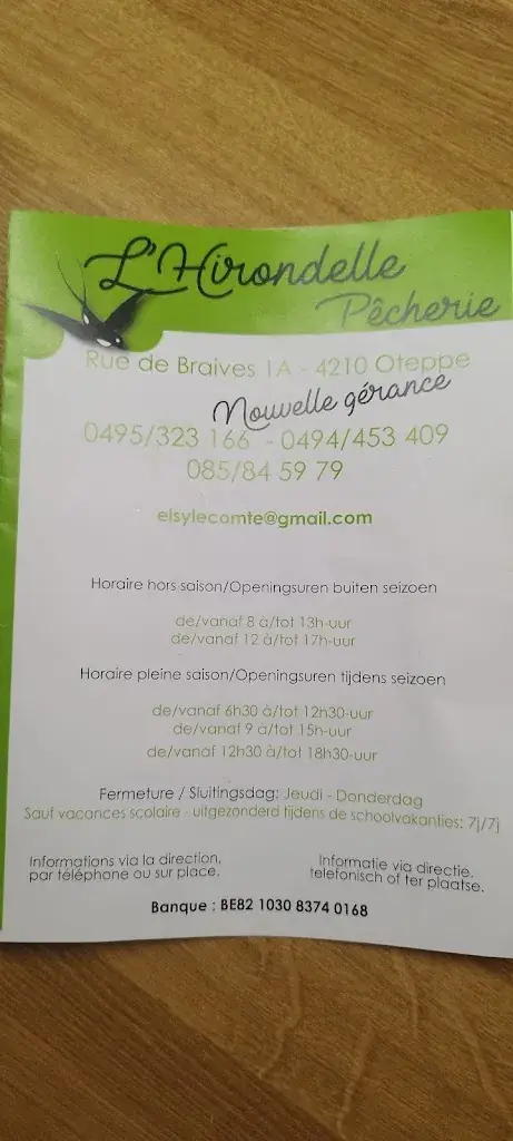 Menu_Brasserie-Pêcherie l'Hirondelle_Burdinne_imagen_1