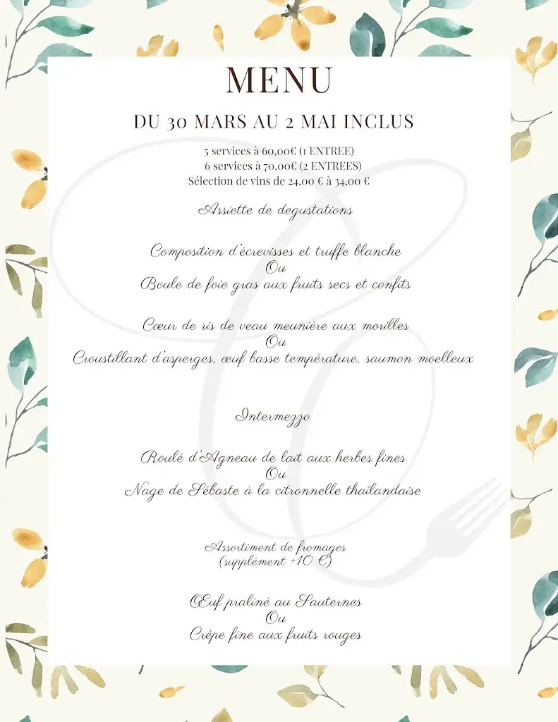 Menu_Les Comtes de Champagne_Hannut_image_1
