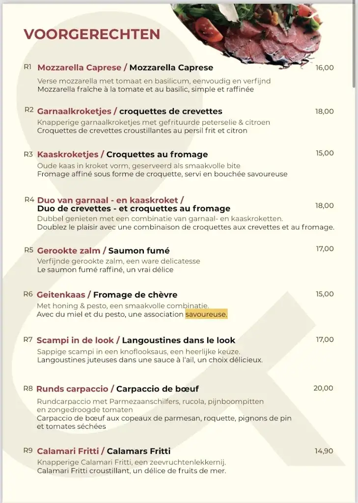 Menu_L'Adresse - Restaurant & Café_Blankenberge_image_1