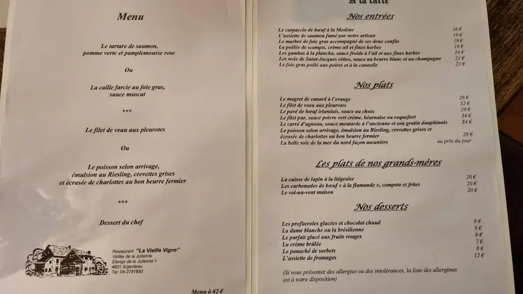 Menü_La Vieille Vigne_Argenteau_Bild_1
