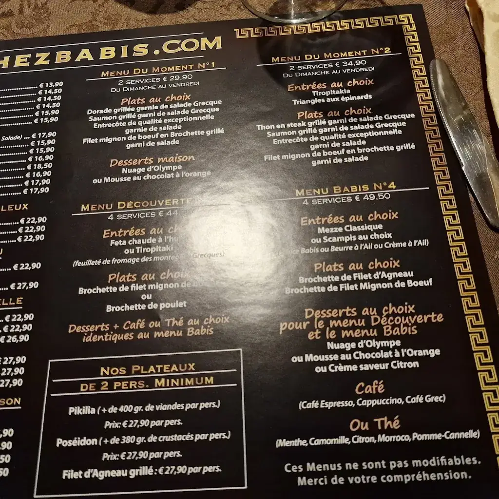 Menu_Restaurant Chez Babis_Boussu_imagen_2