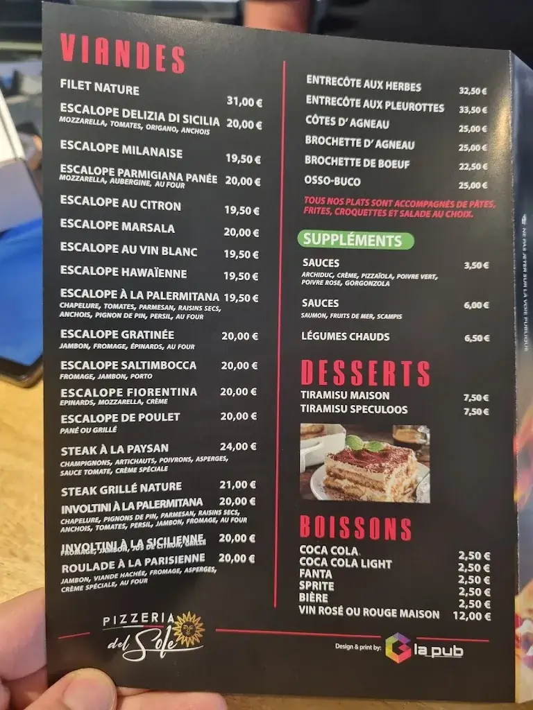 Menu_Pizzeria Del Sole_Boussu_image_1