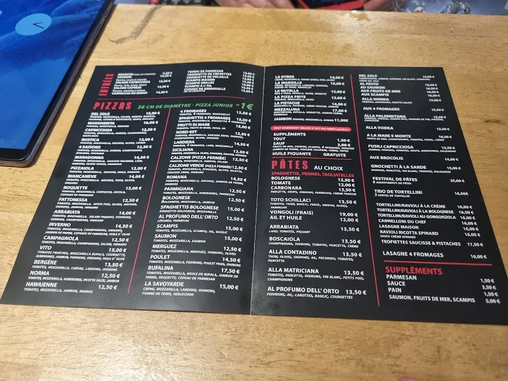 Menu_Pizzeria Del Sole_Boussu_image_2