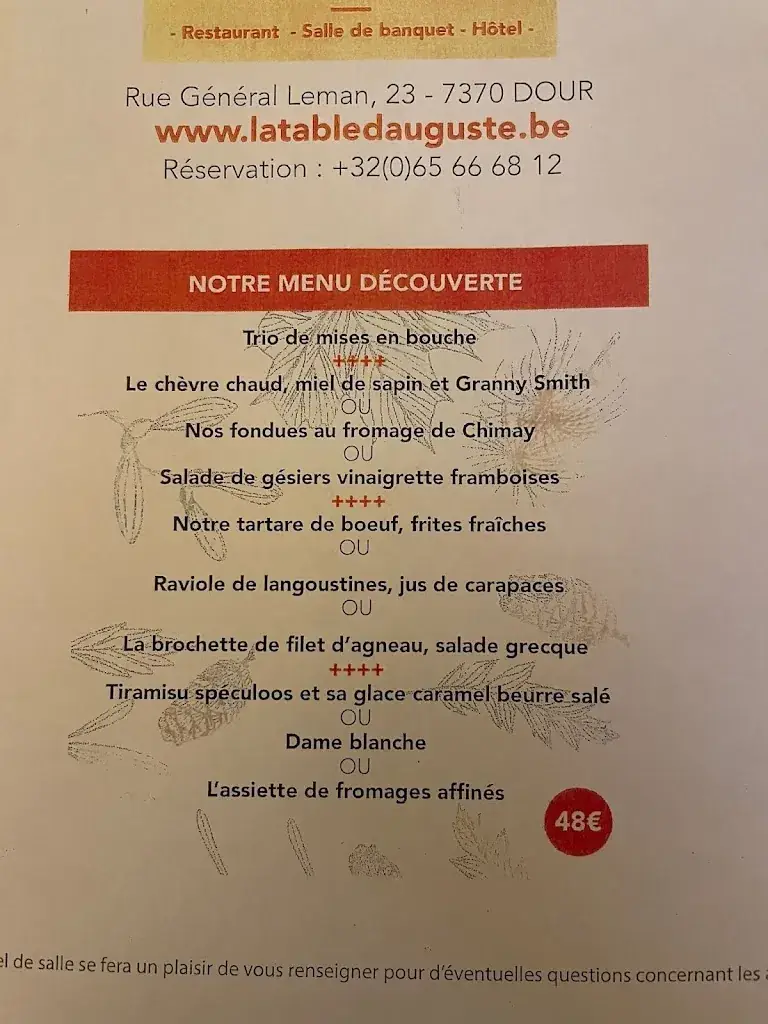 Menu_La Table d'Auguste_Dour_image_1