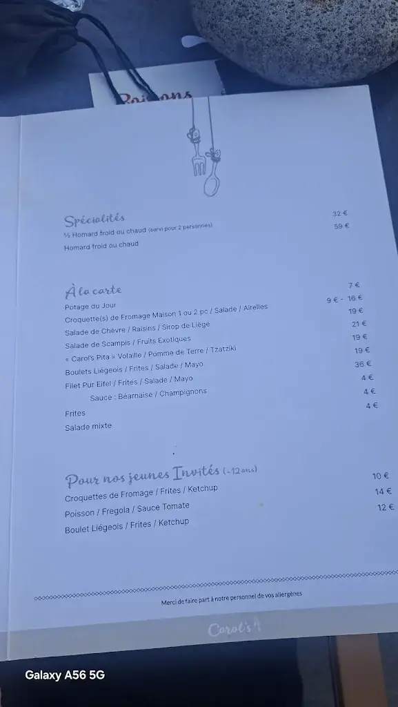 Menu_Carol's_Bütgenbach_imagen_3