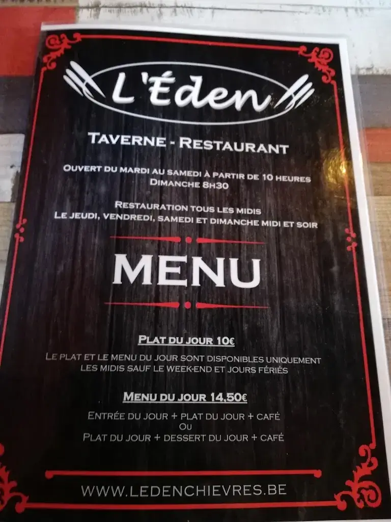Menu_L' Éden Taverne - Restaurant_Chièvres_image_1
