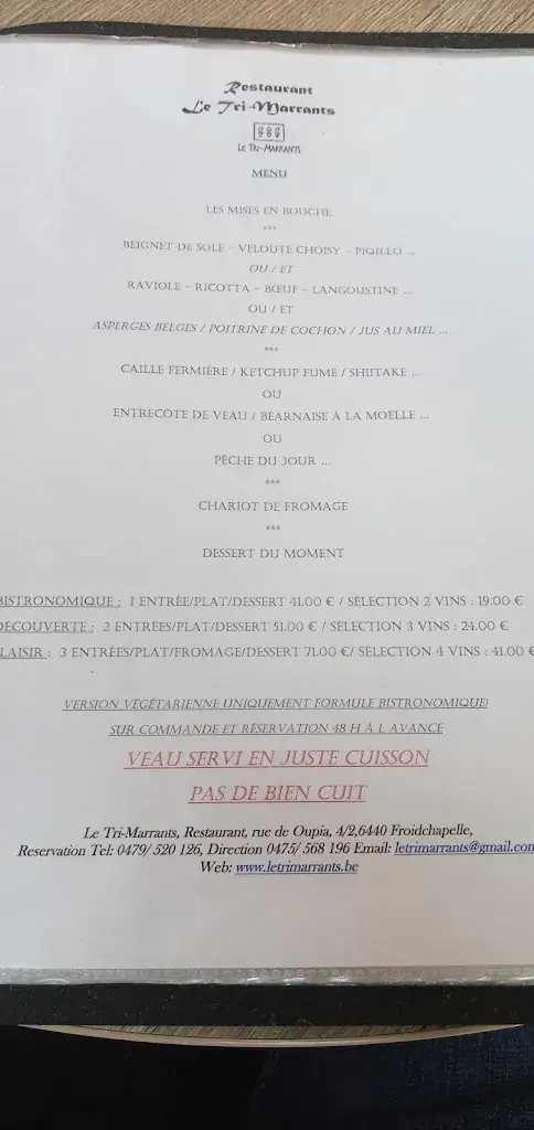 Menü_Le Tri Marrants_Froidchapelle_Bild_4