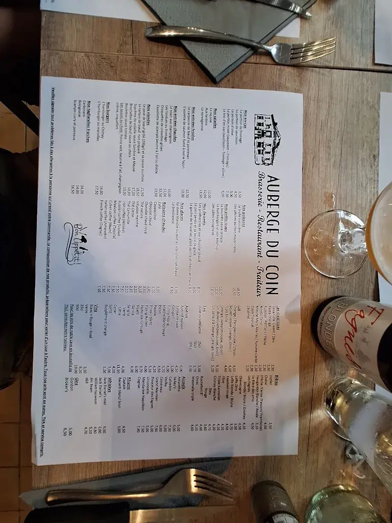 Menu_Auberge du Coin_Froidchapelle_image_3