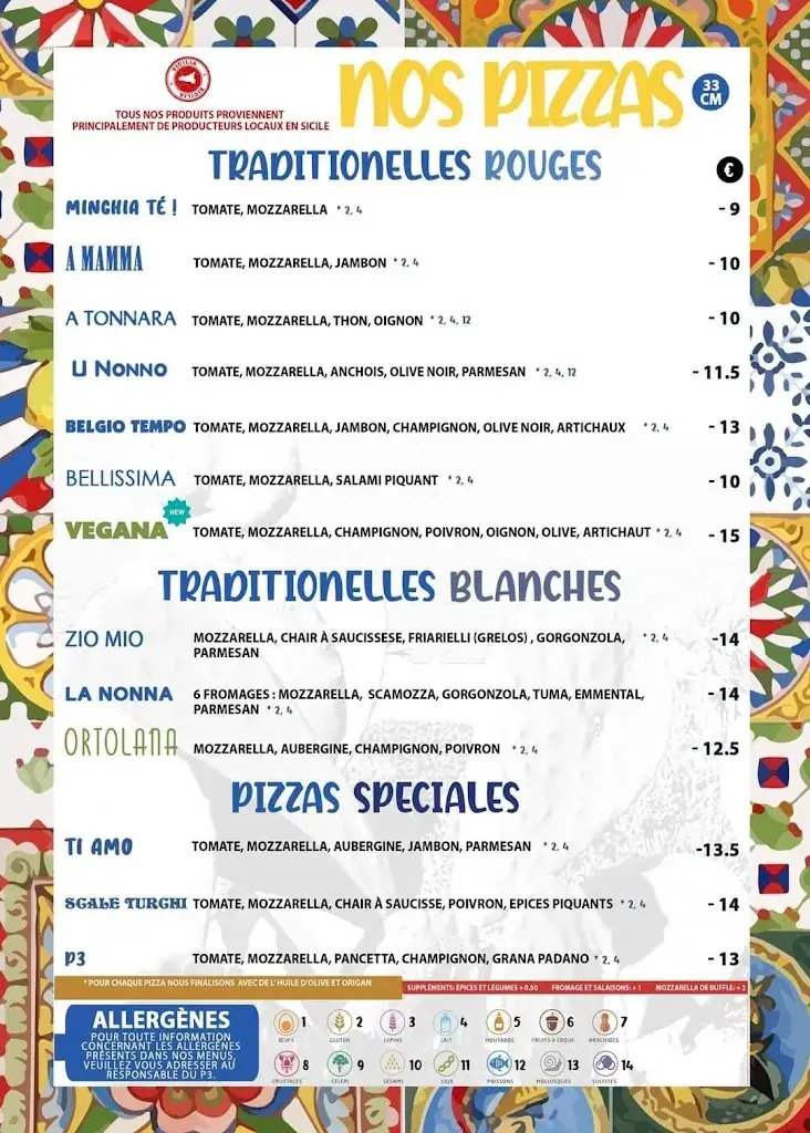 Menu_Pizzeria P3 Charleroi Sicily Food&Bar_Charleroi_image_2