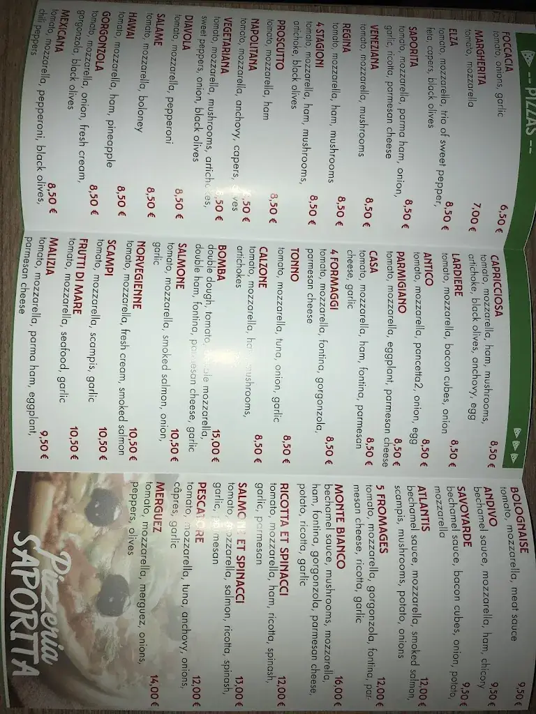 Menu_Pizza SAPORITA Brognon / Christophe_Chièvres_image_4