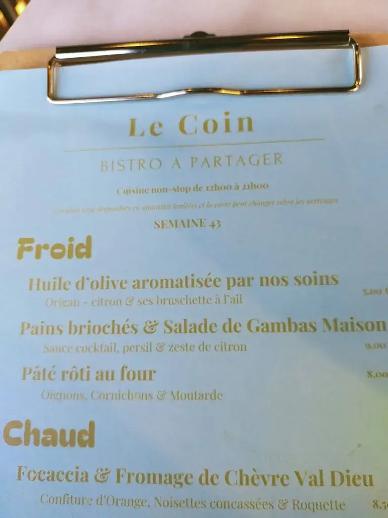 Menü_Le Coin Bistro à Partager_Chaudfontaine_Bild_1