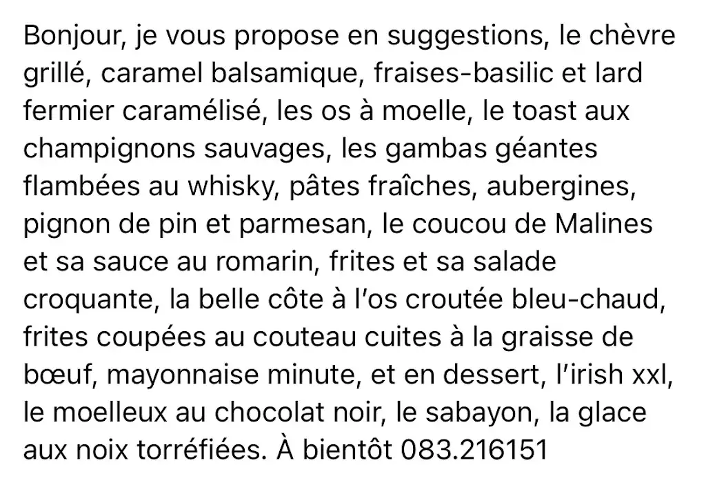 Menu_97 Rue Piervenne_Ciney_imagen_4