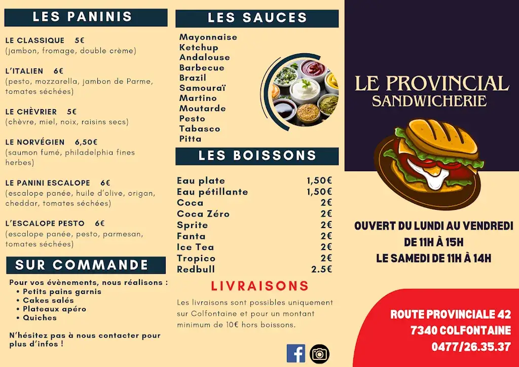 Menü_Le Provincial Sandwicherie_Colfontaine_Bild_1