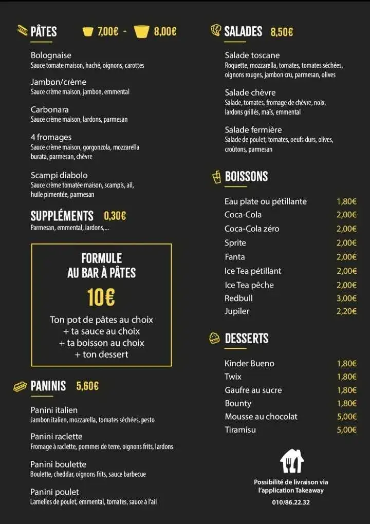 Menu_Au Bar à PÂTES_Court-Saint-Étienne_imagen_1