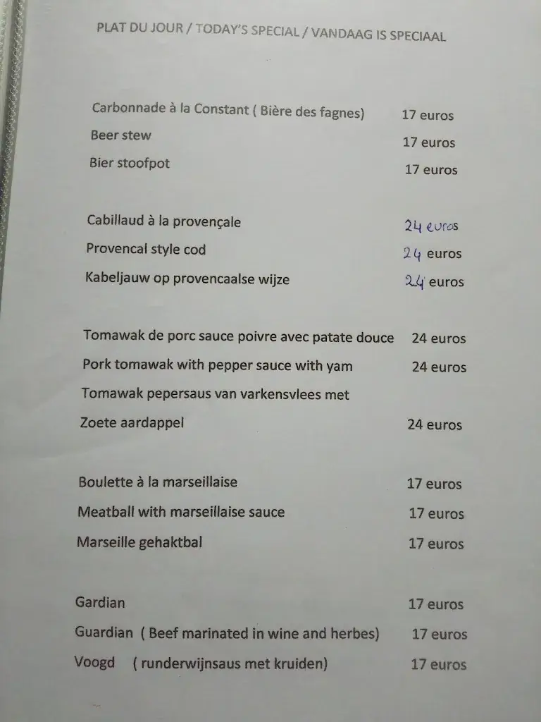 Menu_Le Prince d'Orange_Couvin_imagen_2