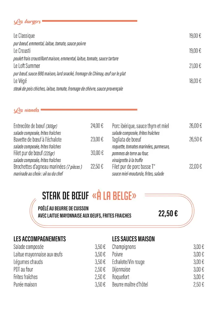 Menu_Le Loft - La Couvinoise_Couvin_image_2