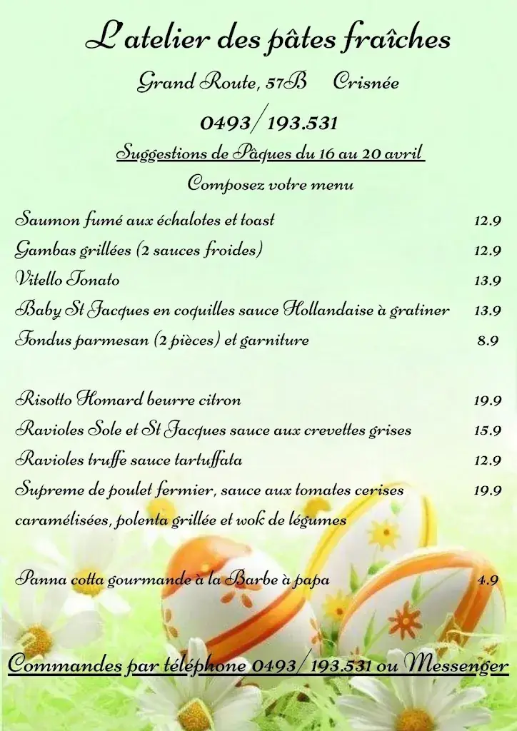 Menü_L'atelier des pâtes fraîches_Crisnée_Bild_1