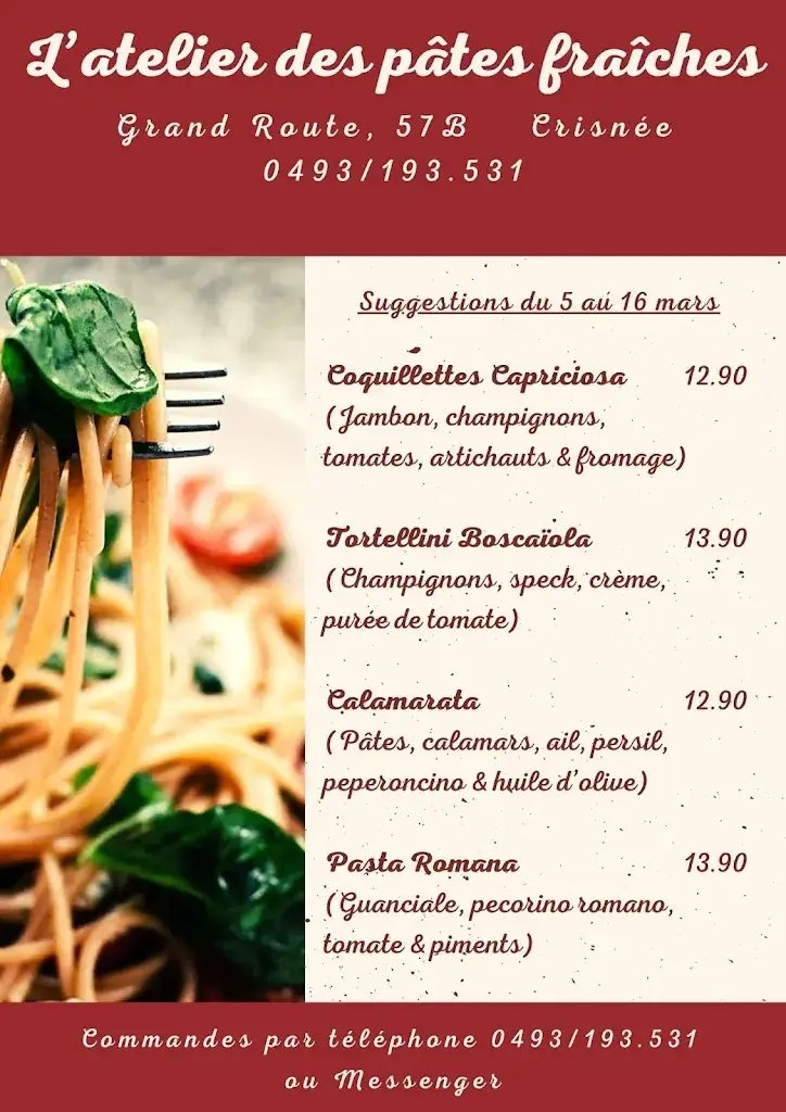 Menü_L'atelier des pâtes fraîches_Crisnée_Bild_4