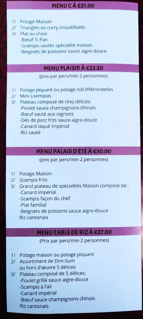 Menü_Le Palais D'été_Hastière_Bild_3