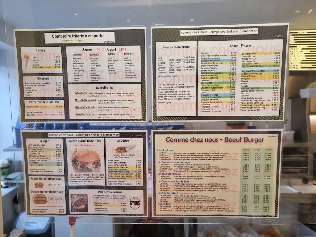 Menu_Comme Chez Nous_Enghien_image_1