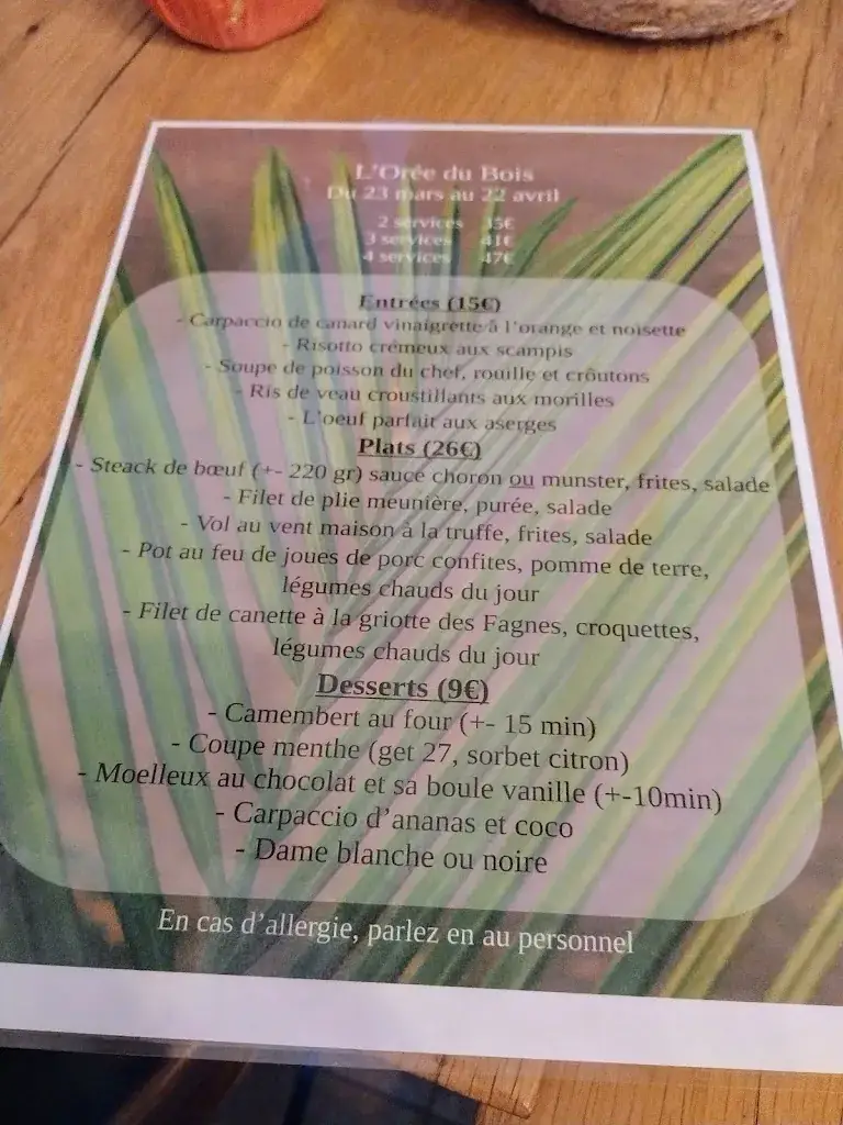 Menü_L'orée du Bois_Durbuy_Bild_2