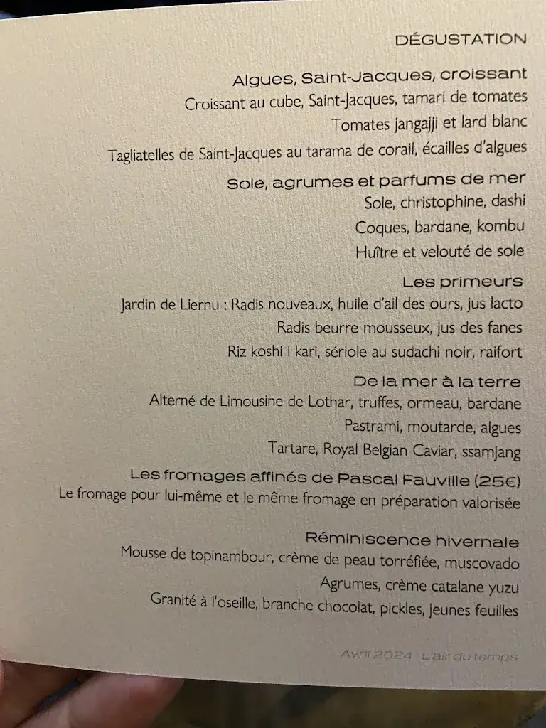 Menü_L’air du temps_Éghezée_Bild_1