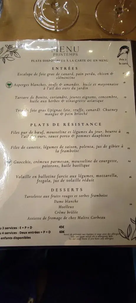 Menu_La brasserie d’Upigny (La table d'Upignac)_Éghezée_image_1