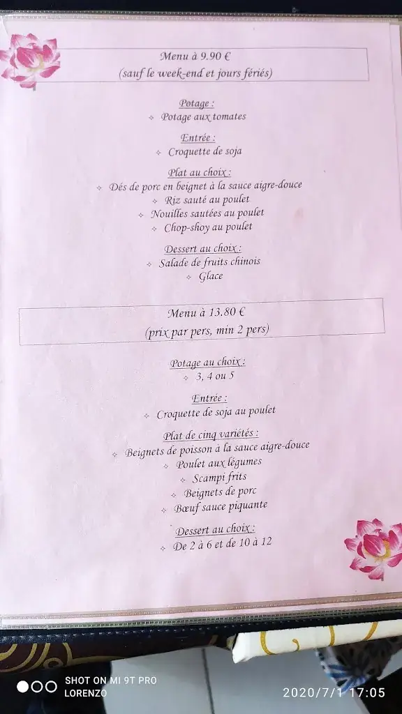 Menü_Cascade D'asie_Éghezée_Bild_1