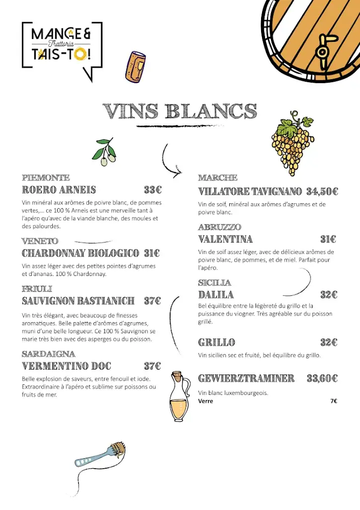 Menu_Trattoria Mange et tais-toi!_Habay_image_2