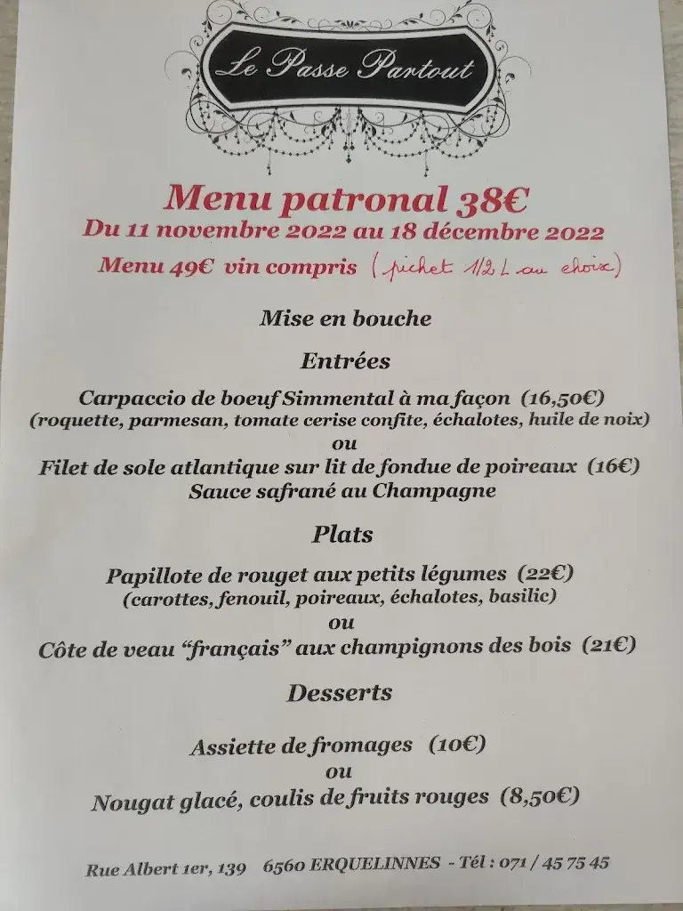 Menu_Le Passe Partout_Erquelinnes_image_1