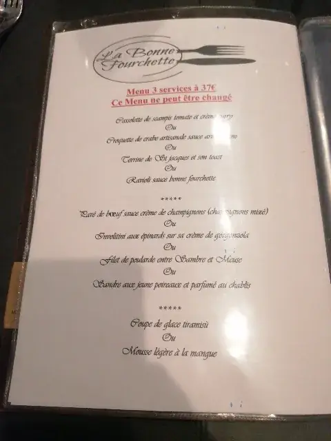Menu_La Bonne Fourchette_Erquelinnes_image_1