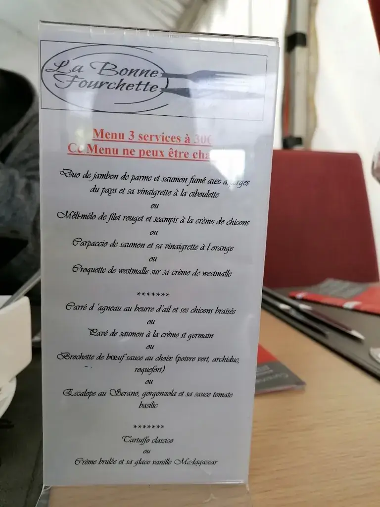 Menu_La Bonne Fourchette_Erquelinnes_image_2